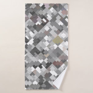Toalha De Banho Cinzas de mosaico abstrato brilhante sem costura p
