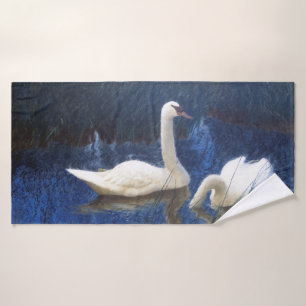 Toalha De Banho Cisnes em Reeds, Bruno Liljefors