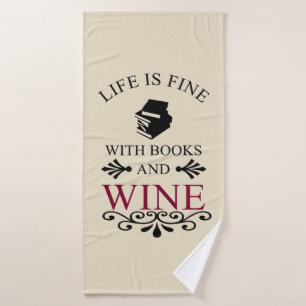 Toalha De Banho citação engraçada para livros e amantes de vinho