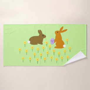 Toalha De Banho Coelhinhos de Páscoa e Daffodils