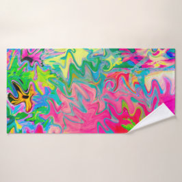 Toalha De Banho Colagem Colorida de Abstrato do Jardim da Flor Col