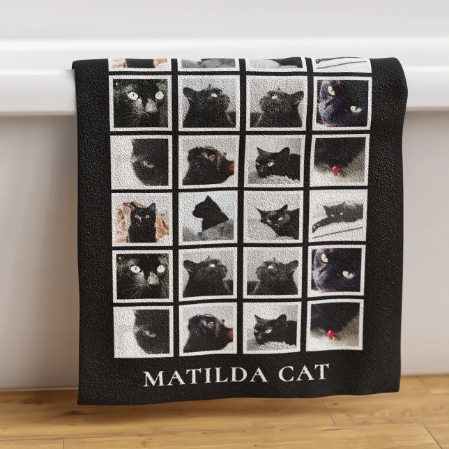Toalha De Banho Colagem de Fotos Pet Amante de os animais Personal (A bath towel with space for your black cat's photo. Just add your name)