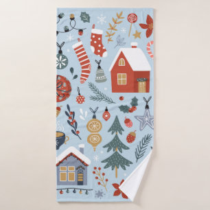 Toalha De Banho Coleção de Natal de elementos decorativos de inv