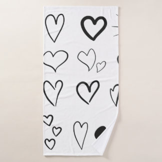 Toalha De Banho Collection of hand drawn hearts isolated on white 