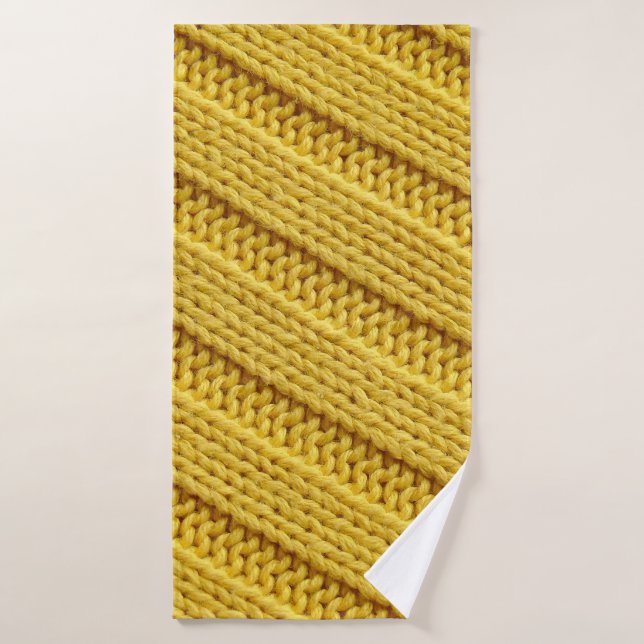 Toalha De Banho Colorful knitted textile texture. Yellow. (Toalha de Banho)