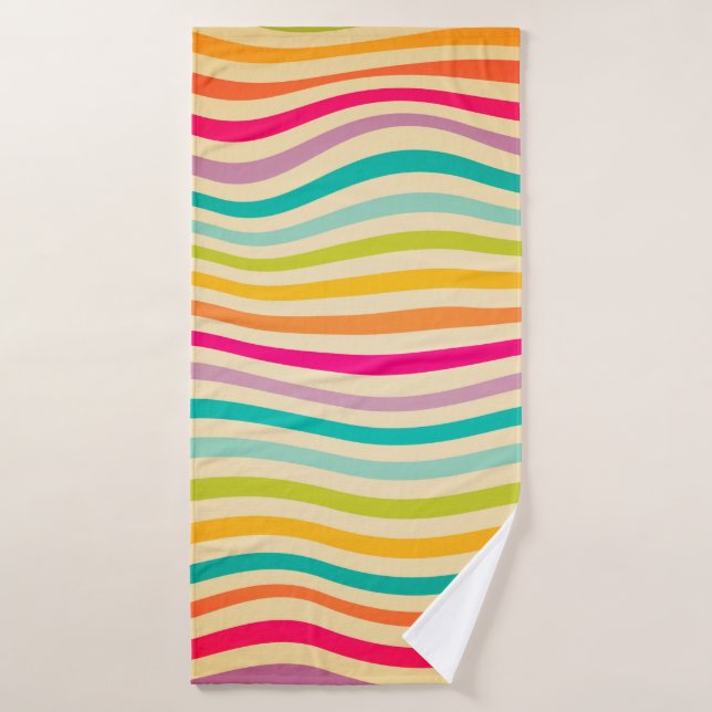 Toalha De Banho Colorful Striped Seamless Pattern. illustration. b (Toalha de Banho)