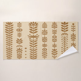 Toalha De Banho Colunas Botânicas Marrons e Beige Terra