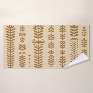Toalha De Banho Colunas Botânicas Marrons e Beige Terra