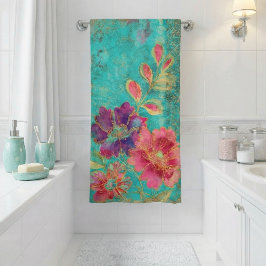 Toalha de banho com design de flores exóticas