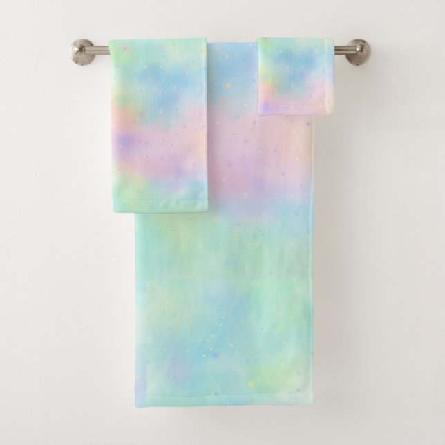 Toalha de Banho Conjunta Arco-Íris Aquarela Pastel (Insitu)