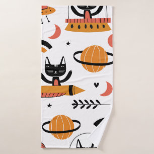Toalha De Banho Conjunto de ilustrações bonitinhas de gatos vint