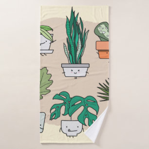 Toalha De Banho Conjunto de lindas plantas caseiras em potes. bot
