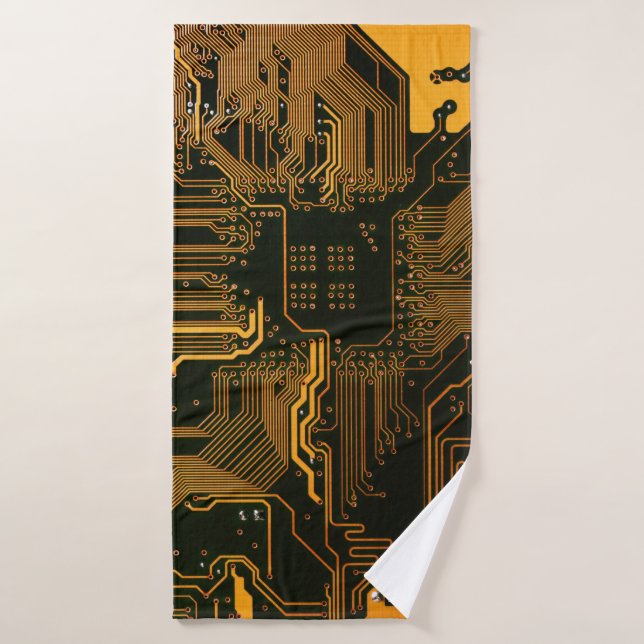 Toalha De Banho Conselho Nerd de saída PCB Laranja Circuito Eletrô (Toalha de Banho)