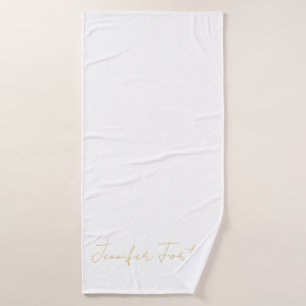 Toalha De Banho Cor Caligrafia Elegante Simples Nome