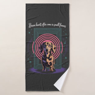 Toalha De Banho Corações Corajosos de Dachshund Freqüentemente Vêm