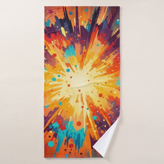 Toalha De Banho Cosmic Burst Abstract Splatter Art (Toalha de Banho)