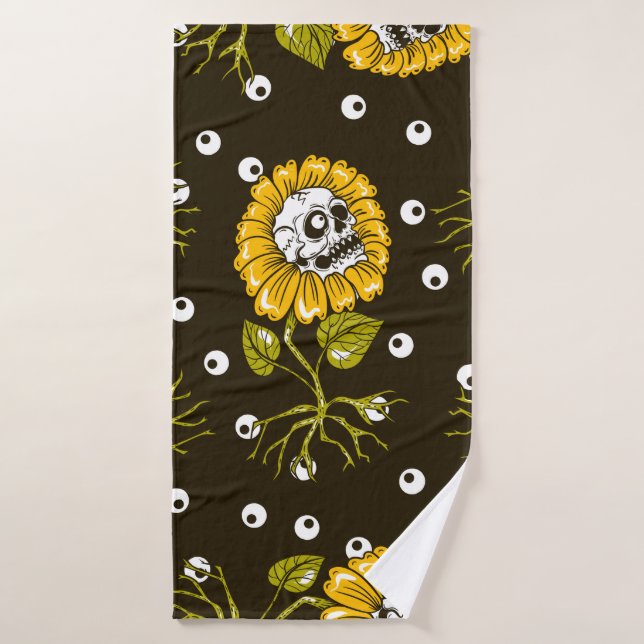 Toalha De Banho crânios de girassol padrão uniforme (Toalha de Banho)