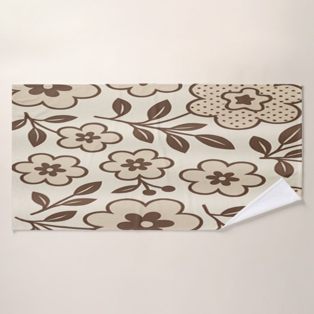 Toalha De Banho Creme Floral  (Toalha de Banho)