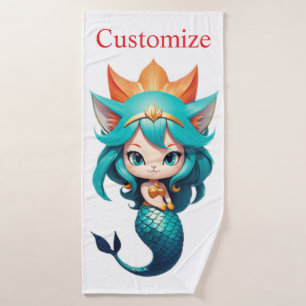 Toalha De Banho Cute Kitty Cat Mermaid Thunder_Cove