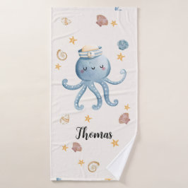 Toalha De Banho Cute Octopus Bath Towids Kids Personalizáveis