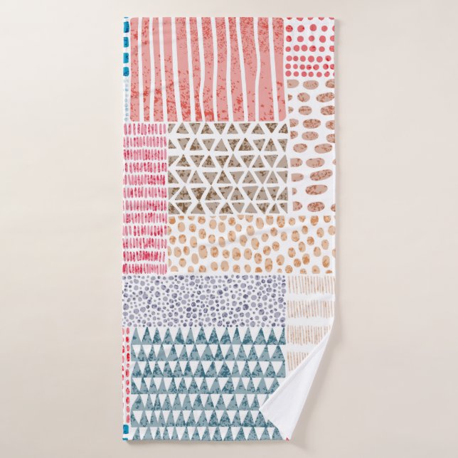 Toalha De Banho Cute seamless pattern in patchwork style. Simple d (Toalha de Banho)