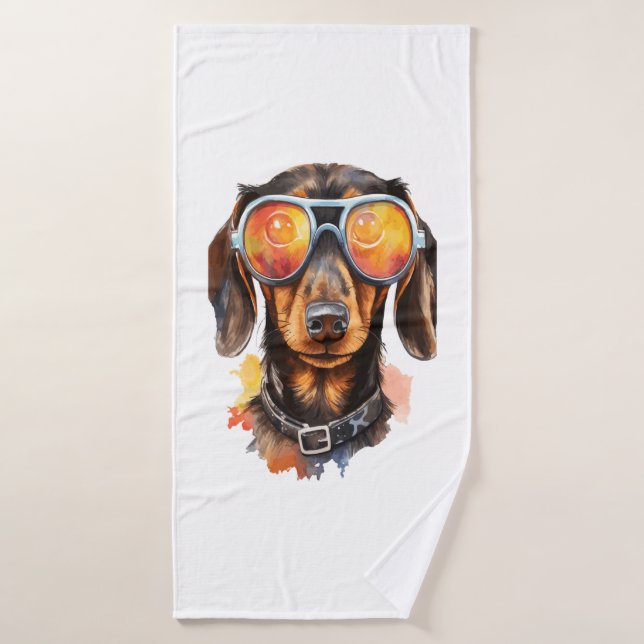 Toalha De Banho Dachshund com óculos de sol (Toalha de Banho)