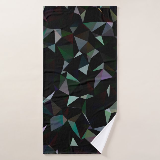 Toalha De Banho Dark Black triangle mosaic pattern. Geometric illu (Toalha de Banho)