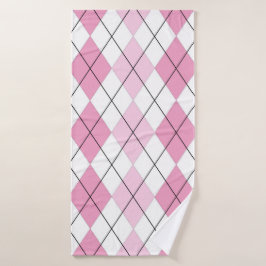Toalha de Banho de Argyle Rosa e Branca