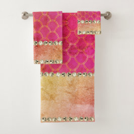 Toalha de Banho de Diamante Rosa Quente