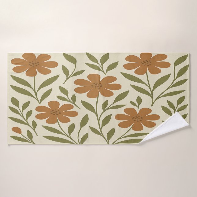 Toalha de banho de Flores Laranja (Toalha de Banho)