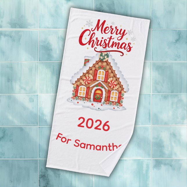 Toalha de Banho de Natal Personalizada 2026  (Criador carregado)