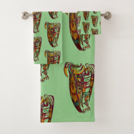 toalha de banho de penas escuras tropical