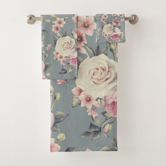 toalha de banho de rosas rosa (Insitu)