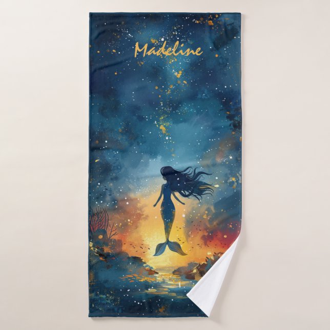 Toalha de Banho de Sereia Personalizada Presente P (Toalha de Banho)