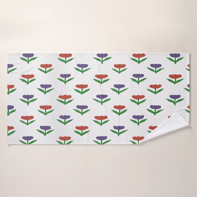 Toalha de Banho de Tulipa Vermelha e Roxa (Toalha de Banho)