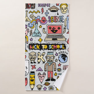 Toalha De Banho De volta à escola, um jogo de rabiscos colorido. M