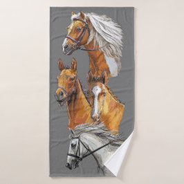 Toalha De Banho Desenho à mão retratos de cavalos retrato