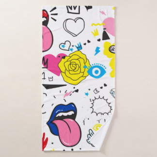 Toalha De Banho Desenho manual de tendência universal desenhando u