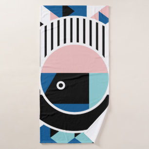 Toalha De Banho Design de abstrato de Memphis. Marca geométrica fa