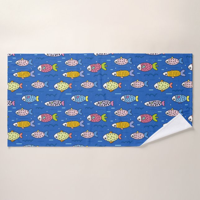 Toalha De Banho Design de peixe ilustrado (Toalha de Banho)