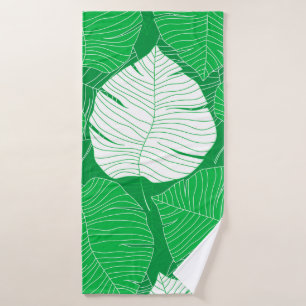 Toalha De Banho Design de pintura de folha abstrato tropical