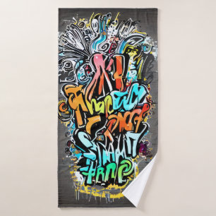 Toalha De Banho Design vibrante com arte de rua