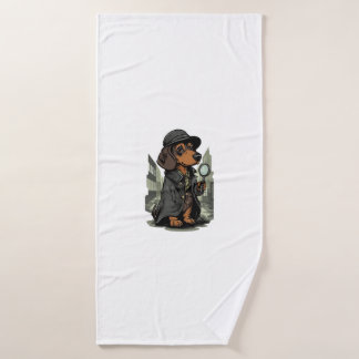 Toalha De Banho Detetive Dachshund � Cão Solucionador de Mistérios