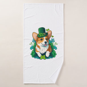 Toalha De Banho Dia de São Patrício Feliz do Funny Corgi Lover Sha