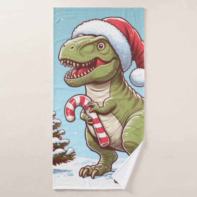 Toalha De Banho Dinossauro candi doce de Natal (Toalha de Banho)
