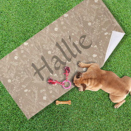 Toalha De Banho Dog Towel - Brown Botanical, Personalized