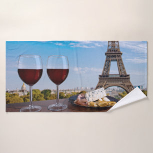 Toalha De Banho Dois copos de vinho no café em Paris