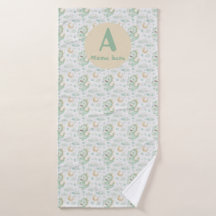 Dragão Verde Bebê Nome Personalizado de Aquarela