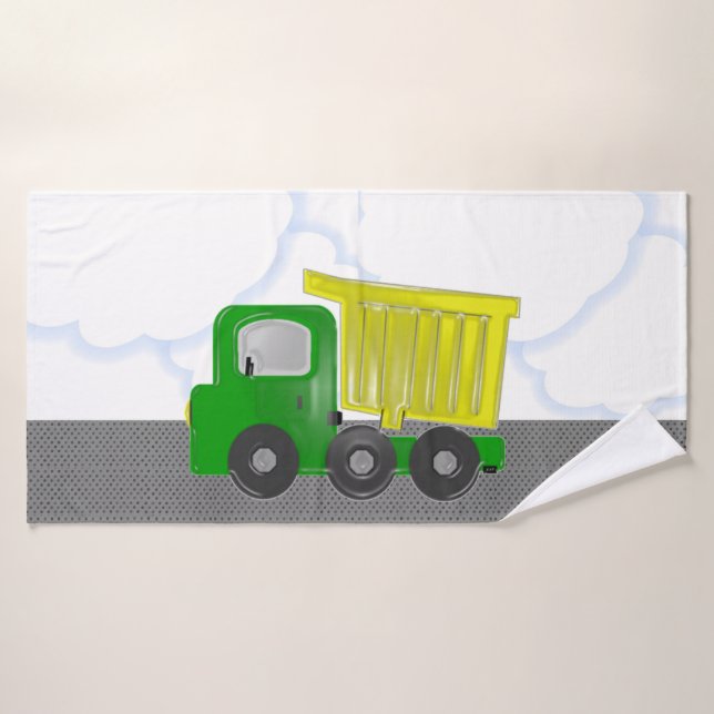 Toalha De Banho Dump Truck Yellow Green Animado (Toalha de Banho)