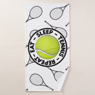 Toalha De Banho Eat Sleep Tênis Repetir com Ball e rochete branco